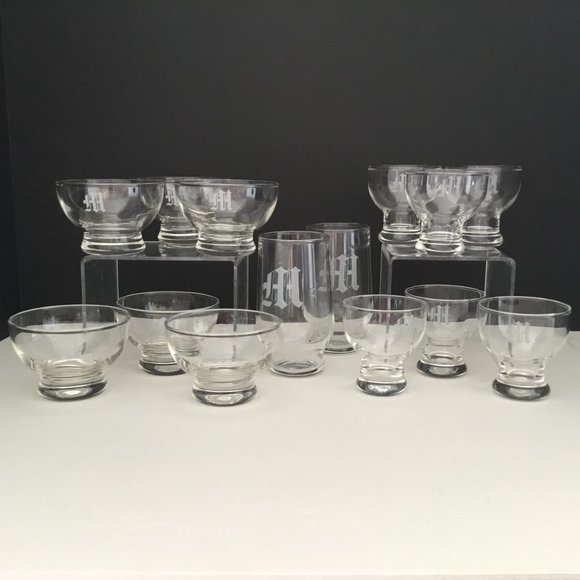 Cocktail Glassware Barware Monogram M Lot 14 - Picture 3 of 11